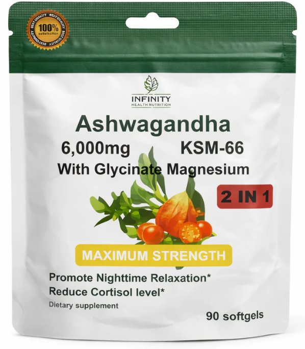 Ashwagandha 6000mg + Magnesio Glicinato | Relajación y descanso natural