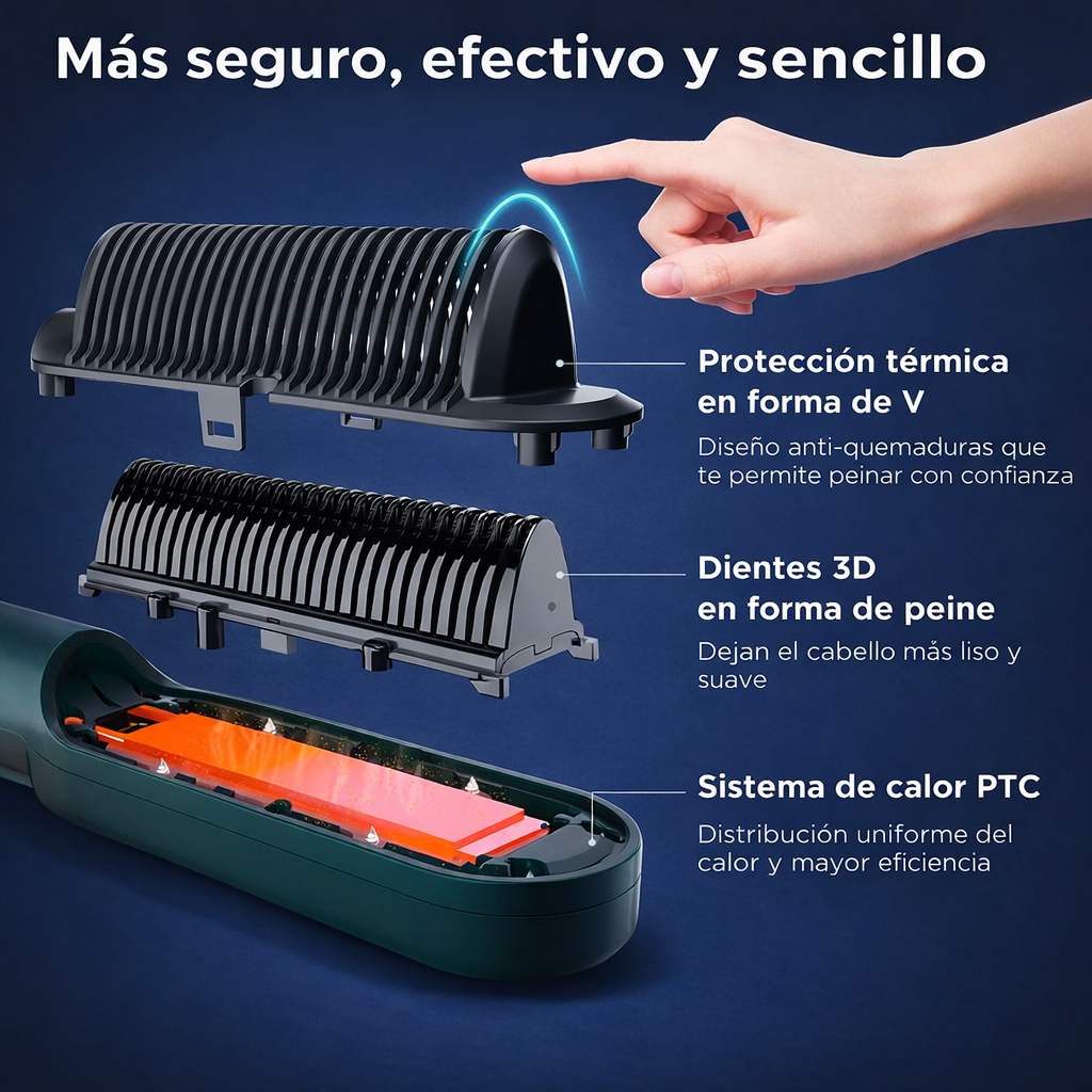 Cepillo Alizador - Alisa tu cabello en minutos, sin frizz y sin dañarlo